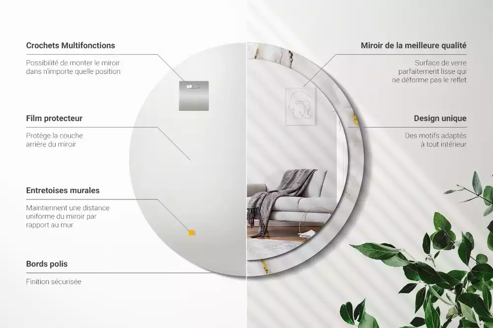 Kerek tükör fali dísz Fényes márvány