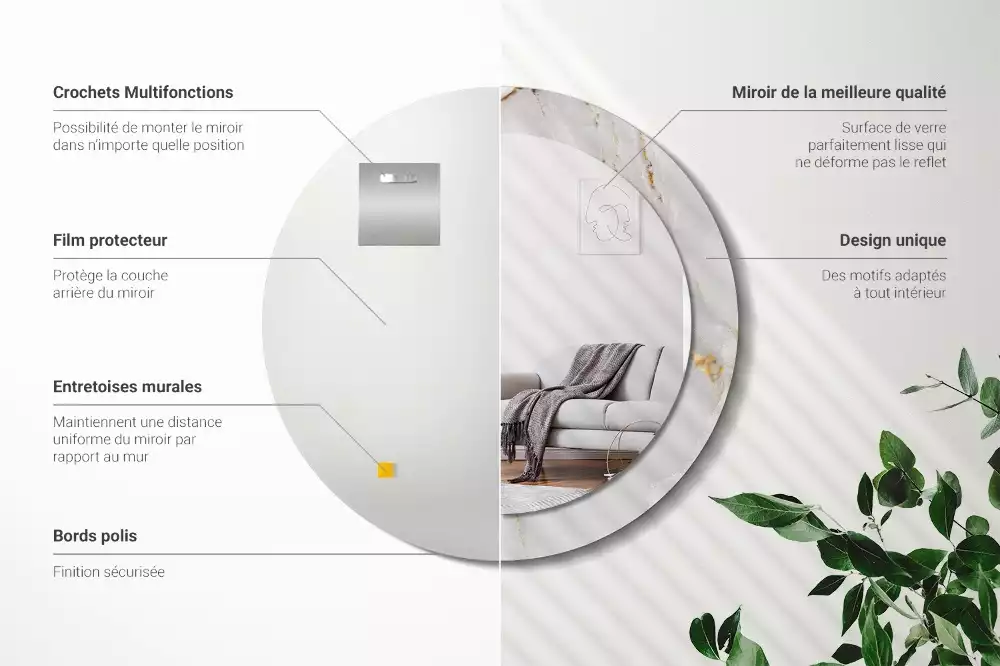 Kerek tükör fali dísz Fényes márvány