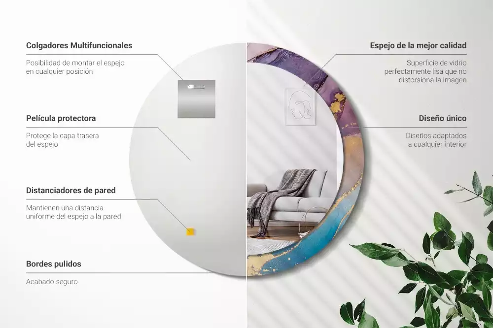 Kerek tükör fali dísz Márvány kő