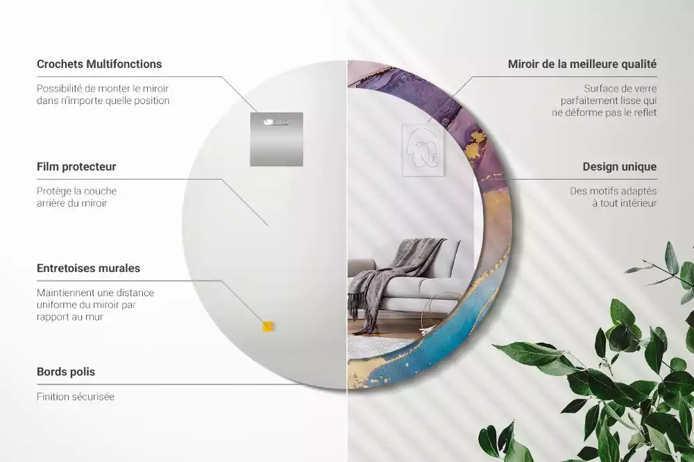 Kerek tükör fali dísz Márvány kő