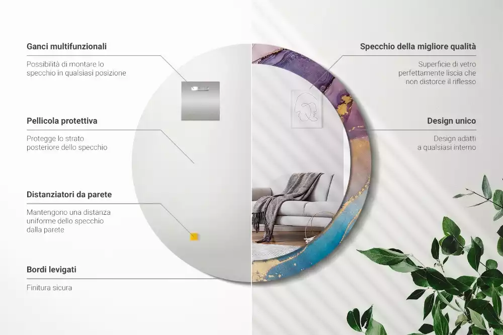 Kerek tükör fali dísz Márvány kő