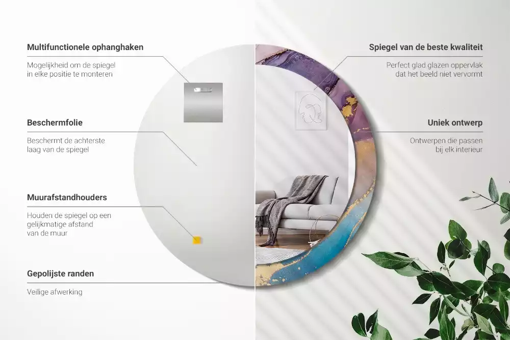 Kerek tükör fali dísz Márvány kő