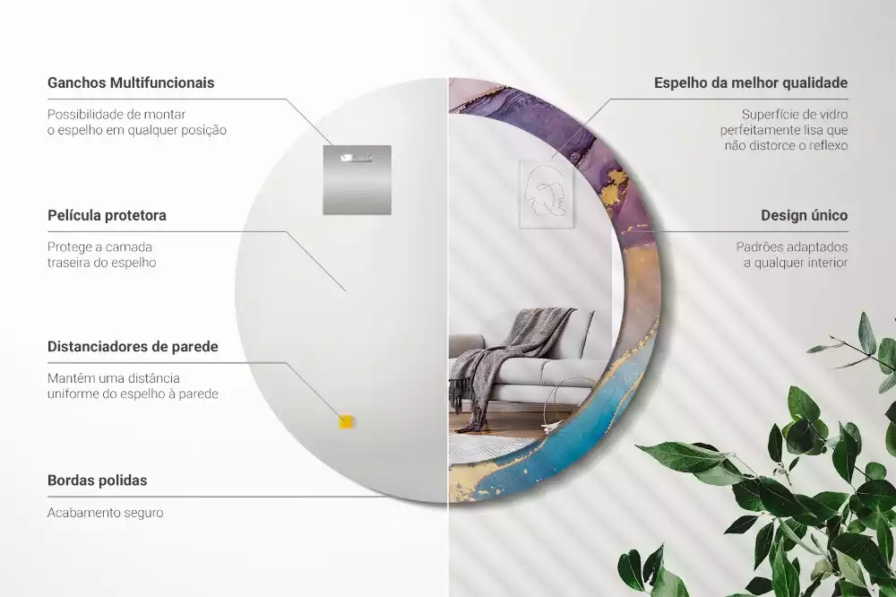 Kerek tükör fali dísz Márvány kő