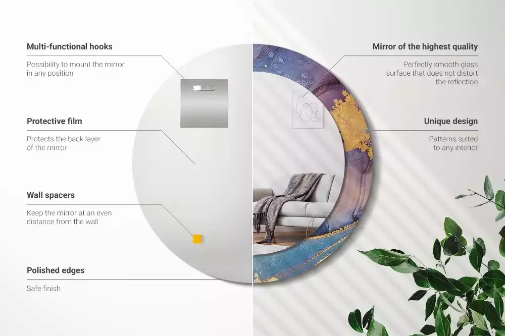 Kerek tükör fali dísz Márvány kő