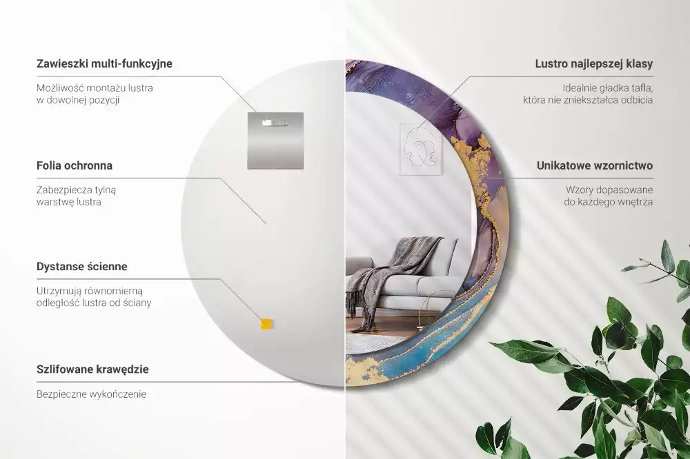 Kerek tükör fali dísz Márvány kő