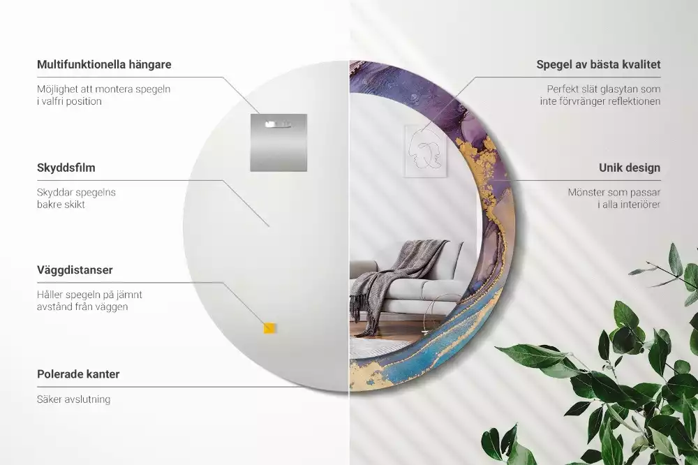 Kerek tükör fali dísz Márvány kő