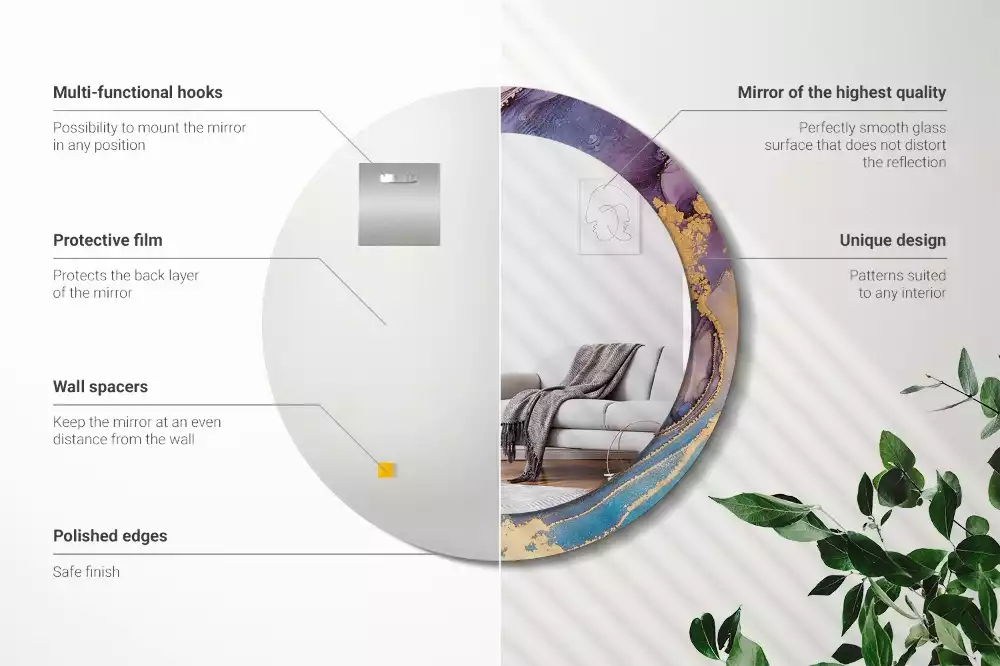 Kerek tükör fali dísz Márvány kő