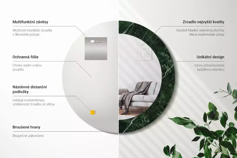 Kerek tükör fali dísz Szerpentin