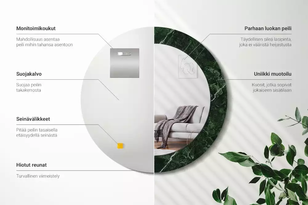 Kerek tükör fali dísz Szerpentin