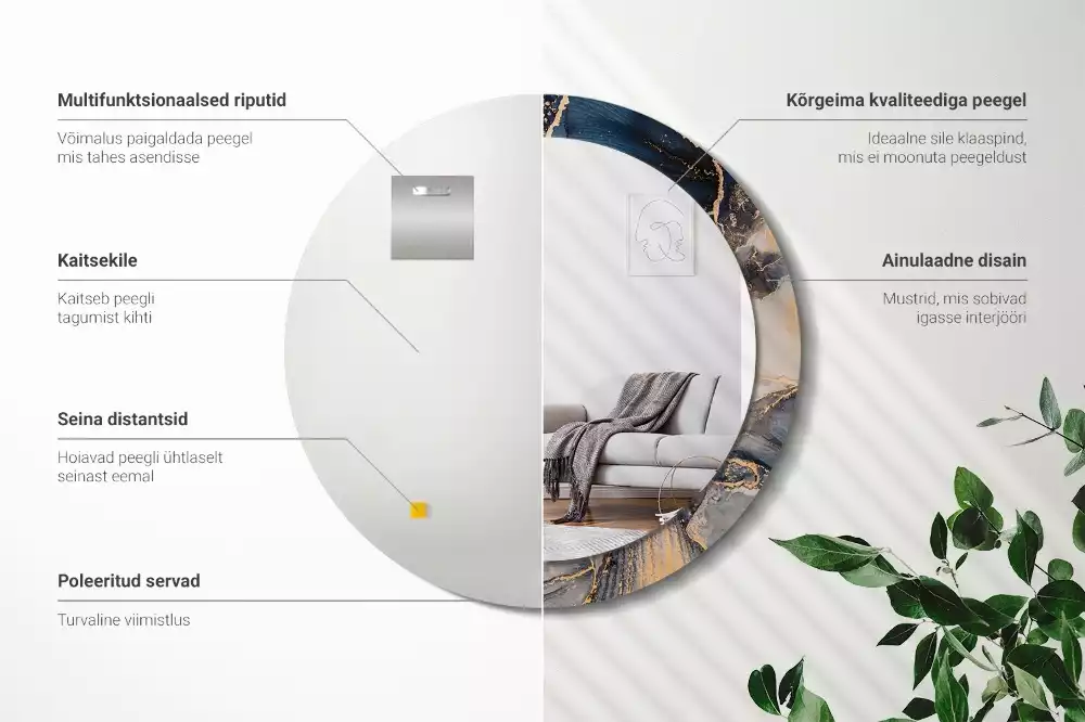 Kerek tükör fali dísz Absztrakt festékek