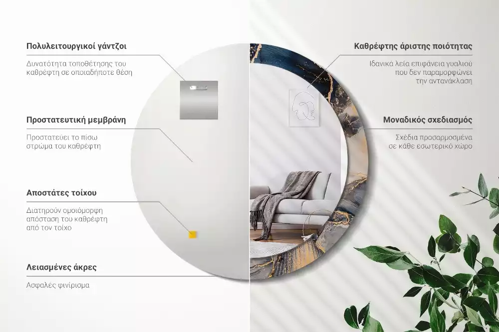 Kerek tükör fali dísz Absztrakt festékek