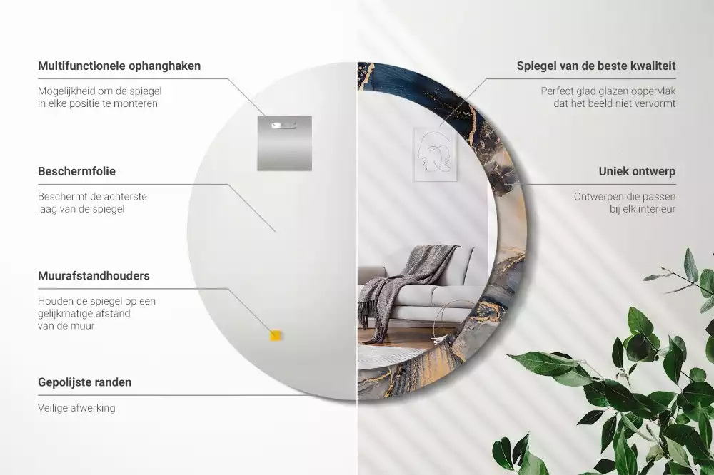 Kerek tükör fali dísz Absztrakt festékek