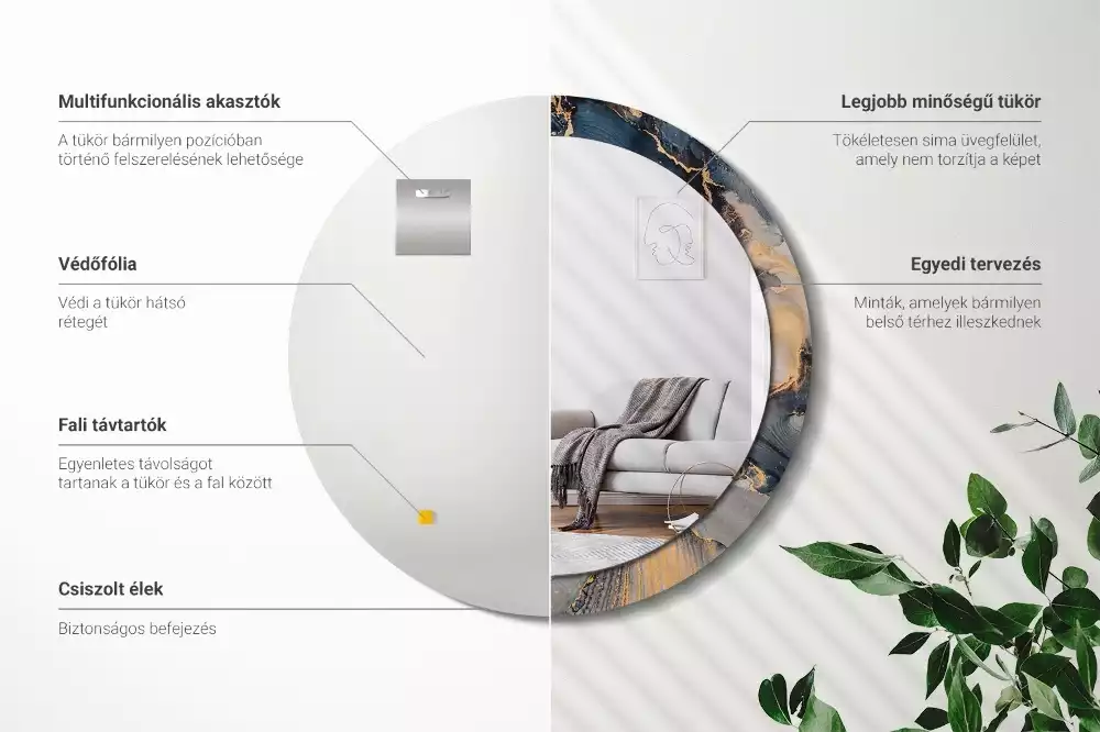 Kerek tükör fali dísz Absztrakt festékek