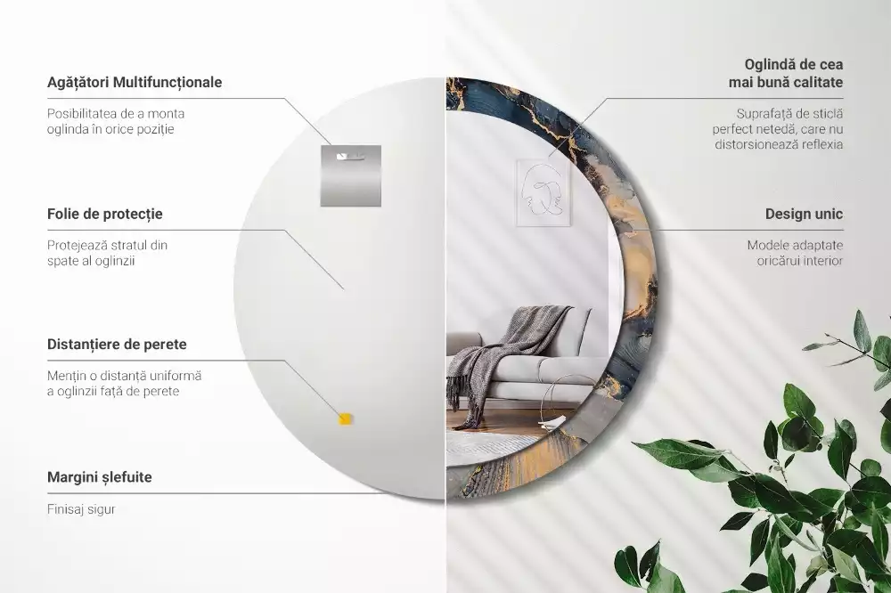 Kerek tükör fali dísz Absztrakt festékek