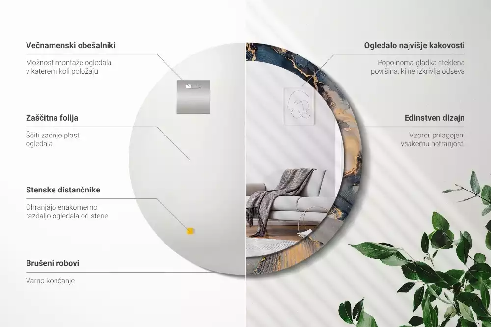 Kerek tükör fali dísz Absztrakt festékek