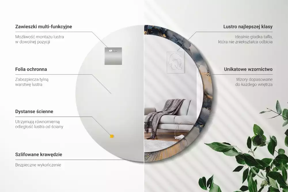 Kerek tükör fali dísz Absztrakt festékek