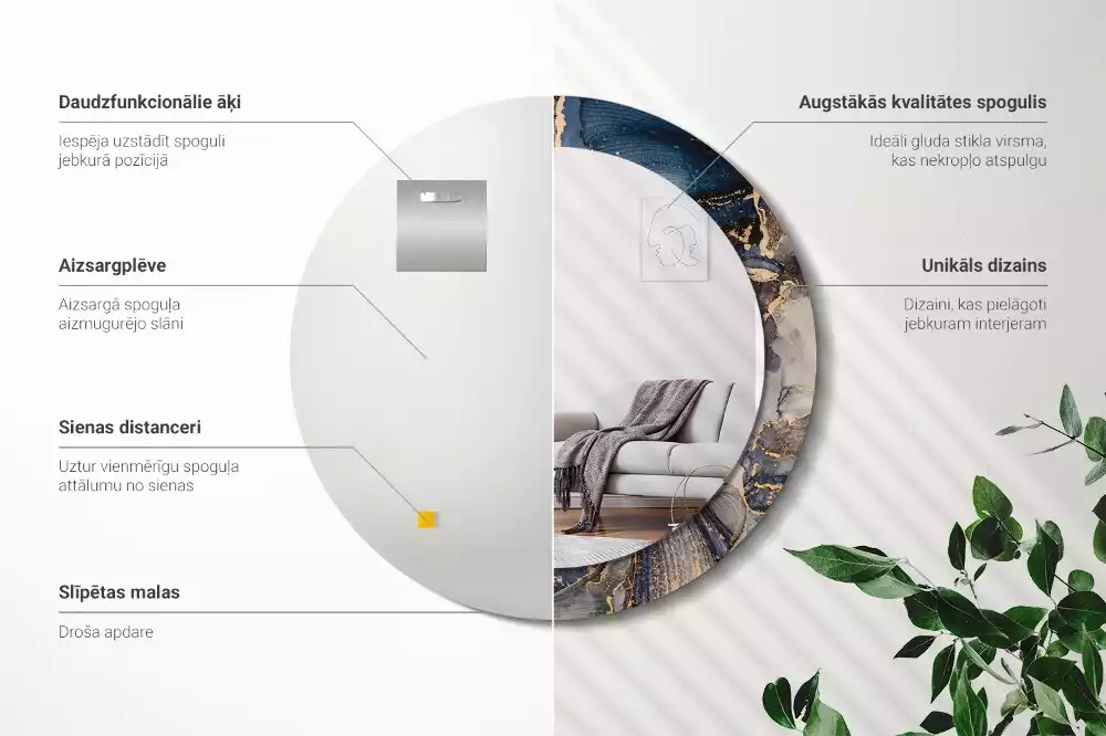 Kerek tükör fali dísz Absztrakt festékek