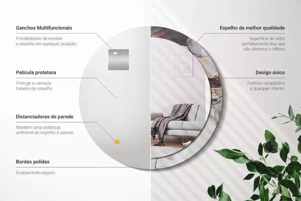 Kerek tükör fali dísz Absztrakt márvány