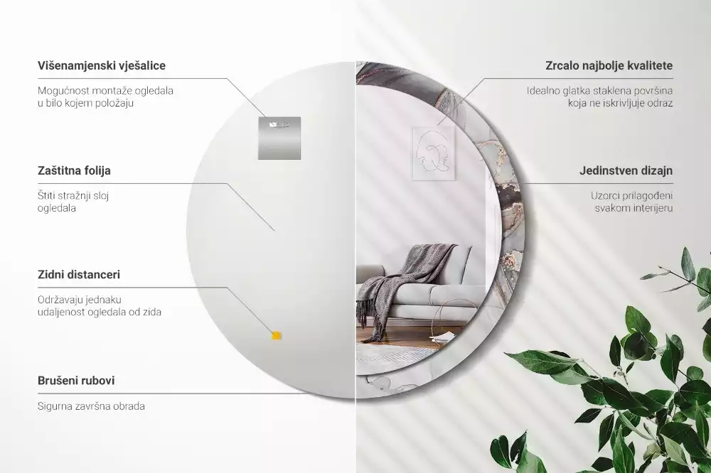 Kerek tükör fali dísz Absztrakt márvány