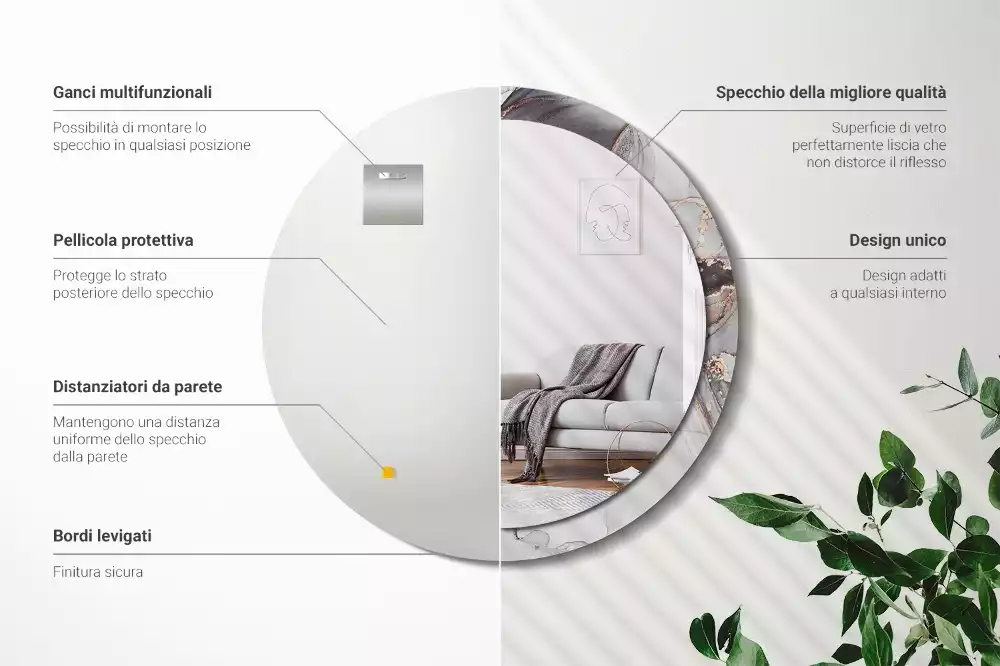 Kerek tükör fali dísz Absztrakt márvány