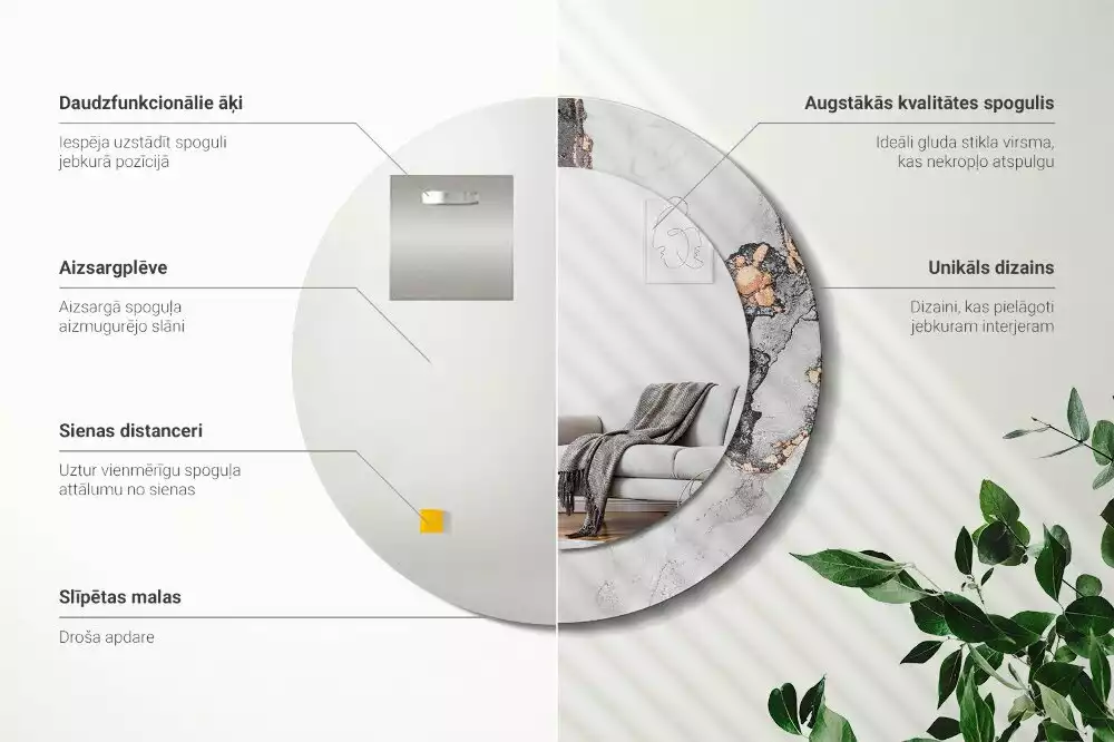 Kerek tükör fali dísz Absztrakt márvány