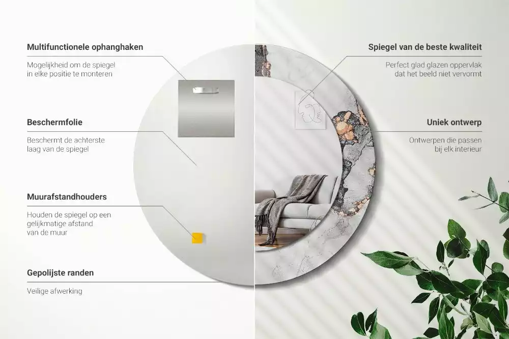 Kerek tükör fali dísz Absztrakt márvány