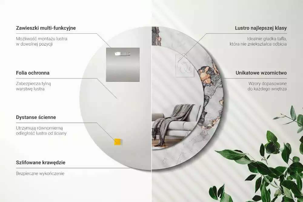 Kerek tükör fali dísz Absztrakt márvány