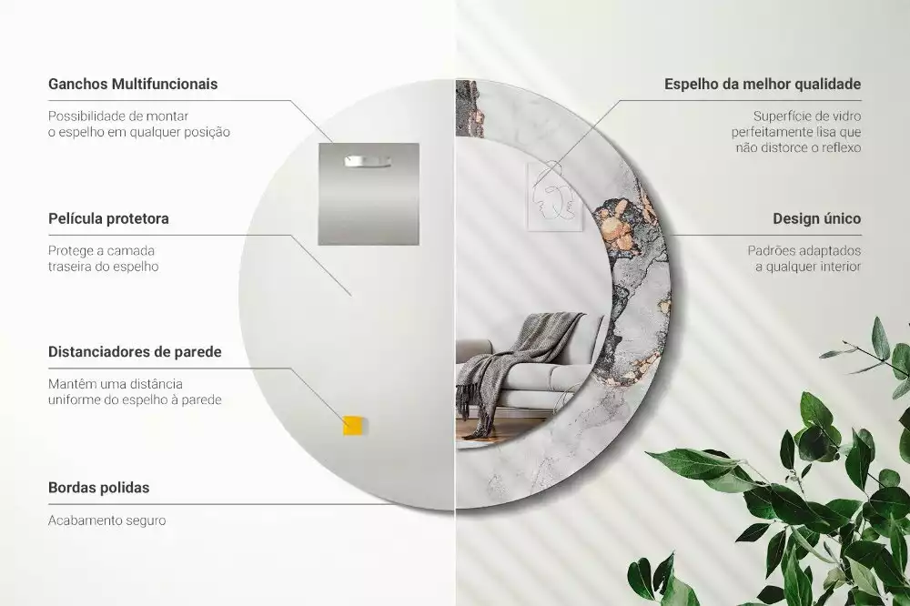 Kerek tükör fali dísz Absztrakt márvány