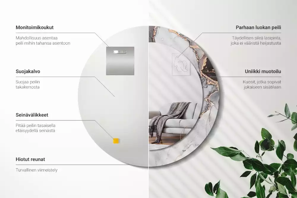 Kerek tükör fali dísz Absztrakt márvány