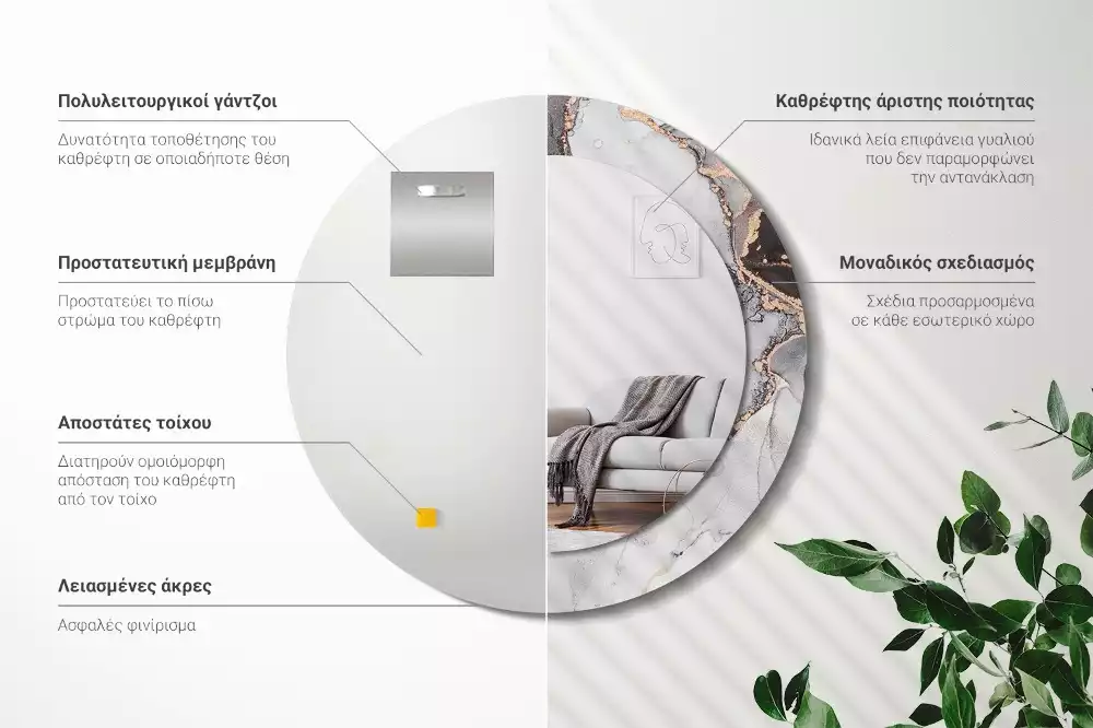 Kerek tükör fali dísz Absztrakt márvány