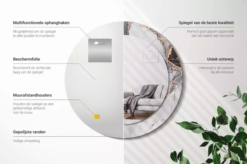 Kerek tükör fali dísz Absztrakt márvány