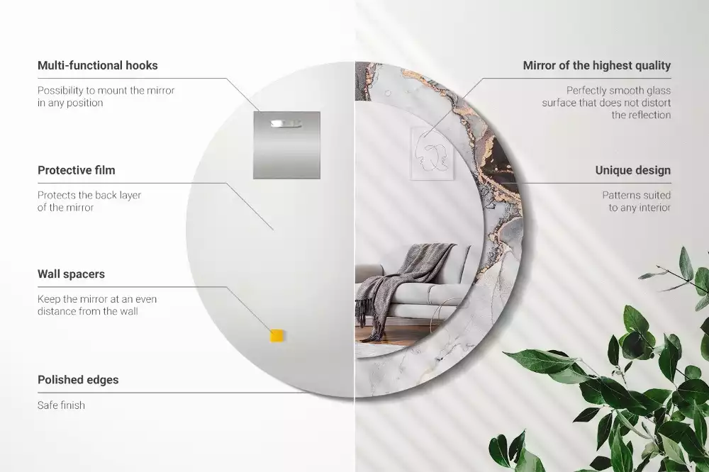 Kerek tükör fali dísz Absztrakt márvány