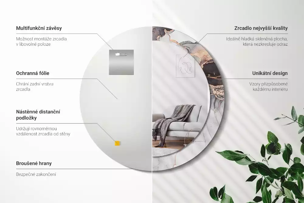 Kerek tükör fali dísz Absztrakt márvány