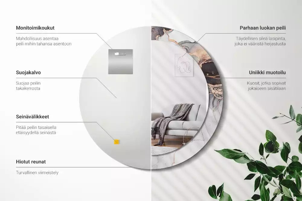 Kerek tükör fali dísz Absztrakt márvány