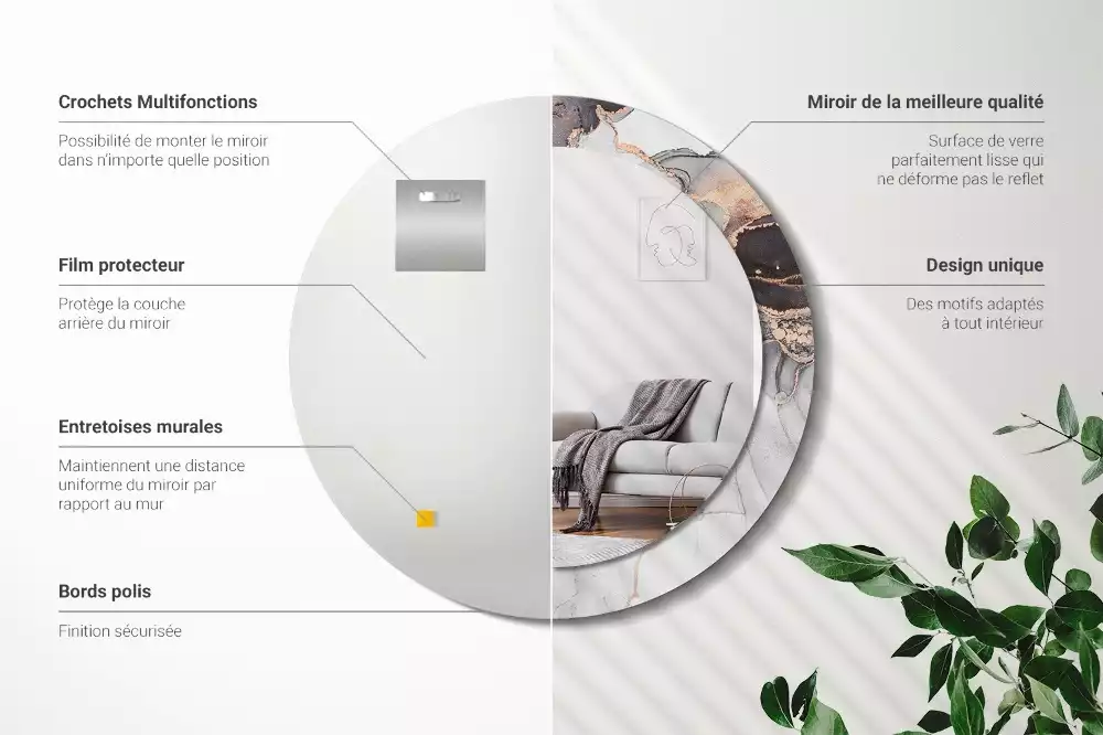 Kerek tükör fali dísz Absztrakt márvány