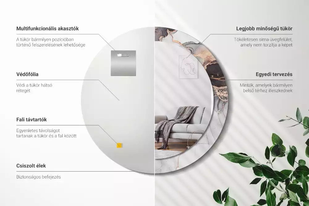 Kerek tükör fali dísz Absztrakt márvány