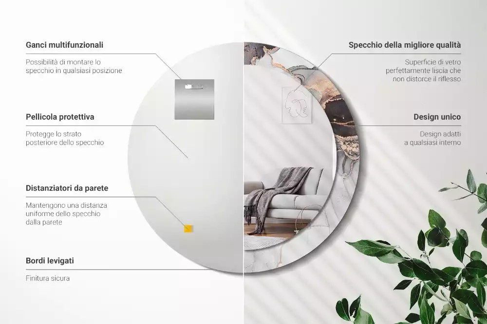 Kerek tükör fali dísz Absztrakt márvány