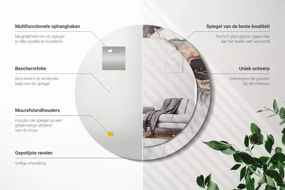 Kerek tükör fali dísz Absztrakt márvány