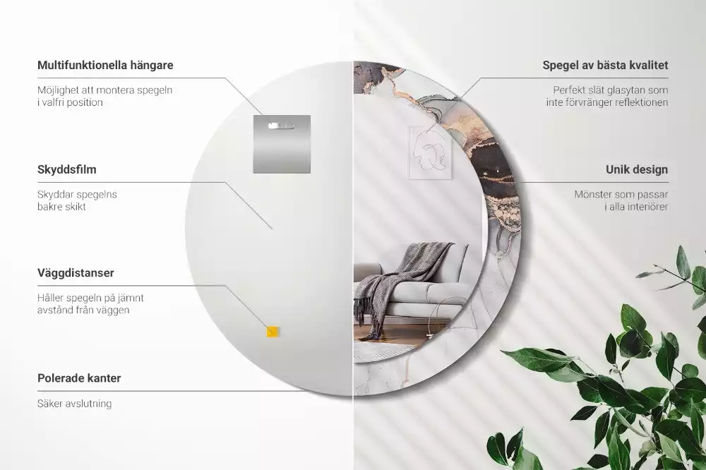 Kerek tükör fali dísz Absztrakt márvány