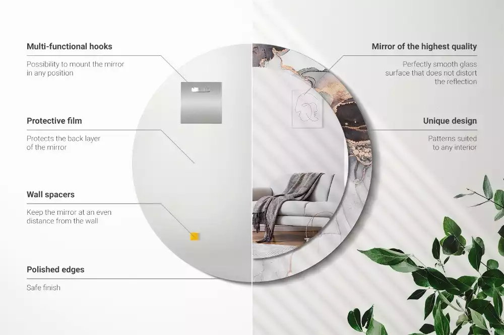 Kerek tükör fali dísz Absztrakt márvány