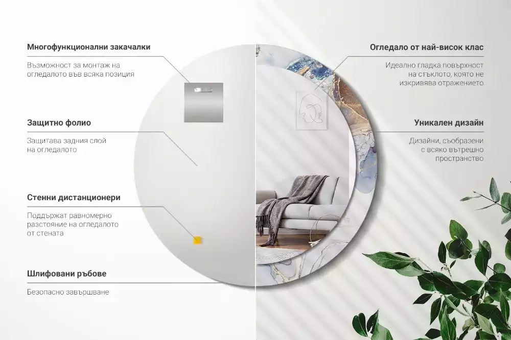 Kerek tükör fali dísz Absztrakt művészet