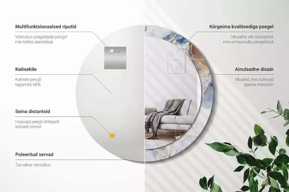 Kerek tükör fali dísz Absztrakt művészet