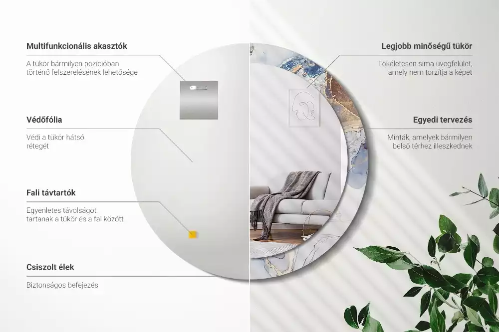 Kerek tükör fali dísz Absztrakt művészet