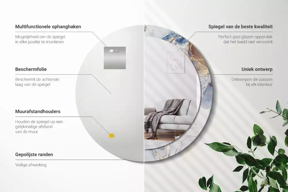 Kerek tükör fali dísz Absztrakt művészet