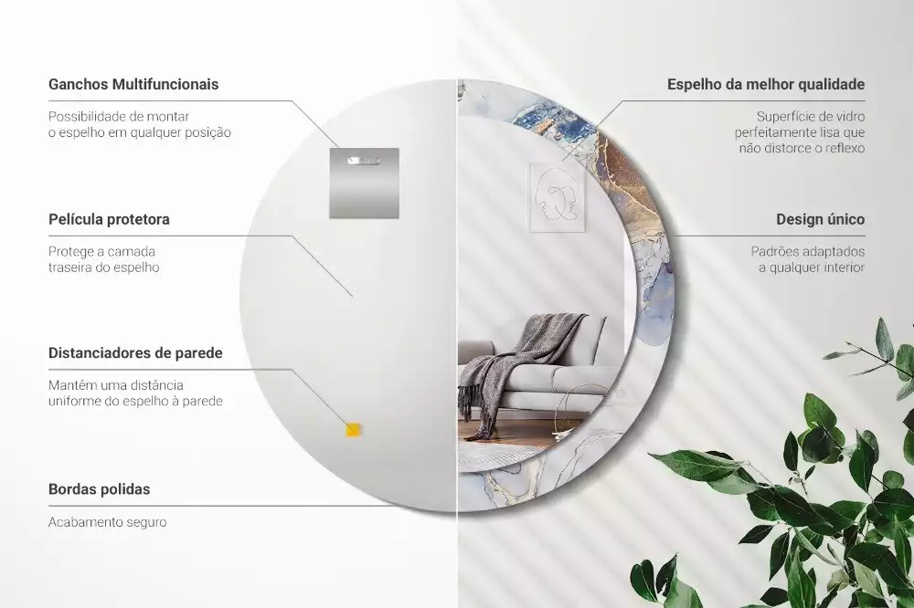 Kerek tükör fali dísz Absztrakt művészet