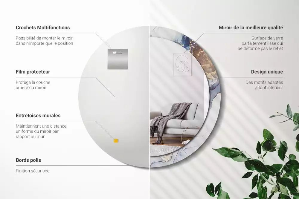 Kerek tükör fali dísz Absztrakt művészet