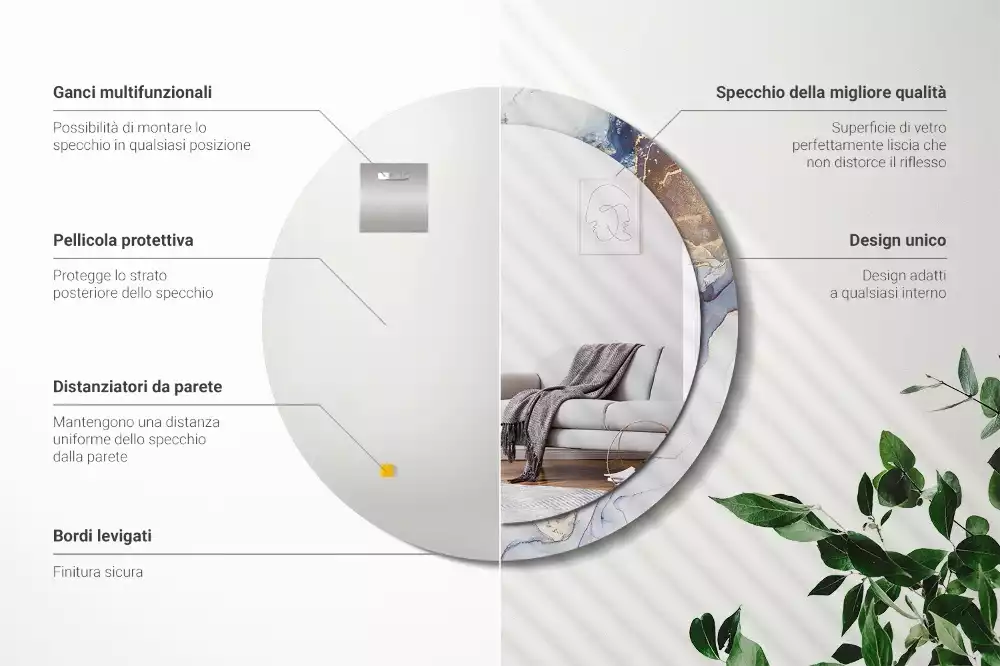 Kerek tükör fali dísz Absztrakt művészet