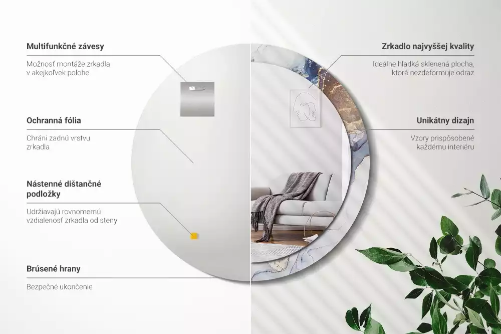 Kerek tükör fali dísz Absztrakt művészet