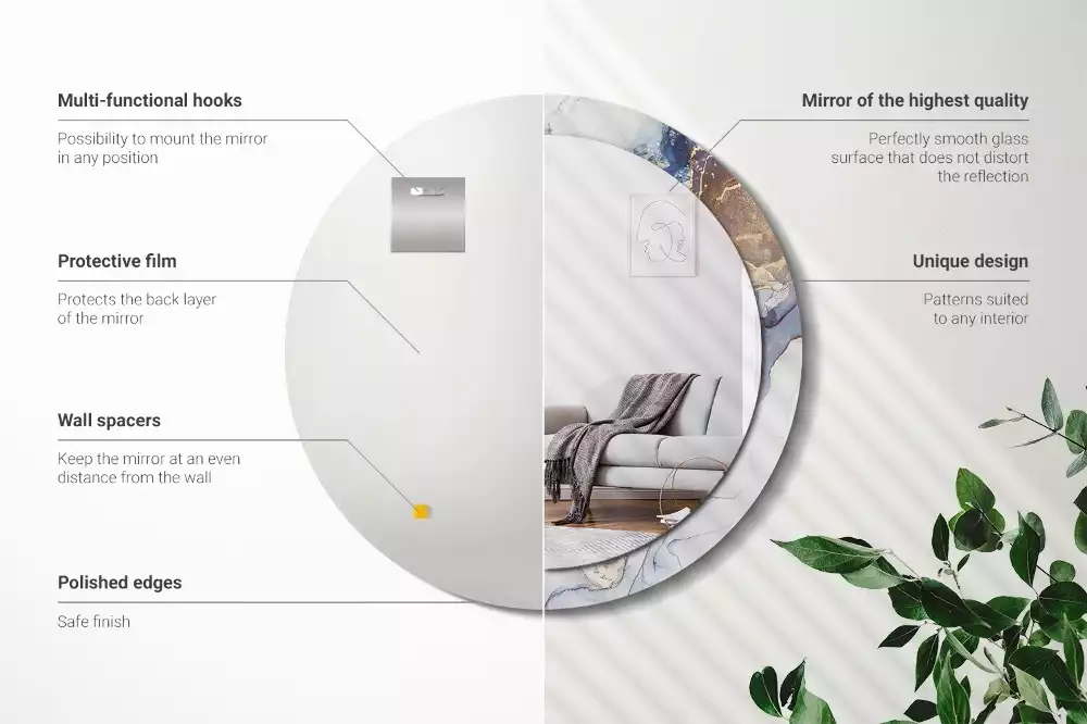 Kerek tükör fali dísz Absztrakt művészet