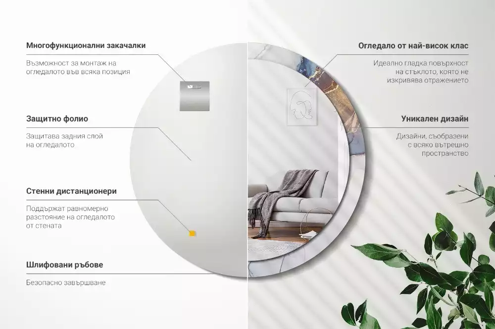 Kerek tükör fali dísz Absztrakt művészet